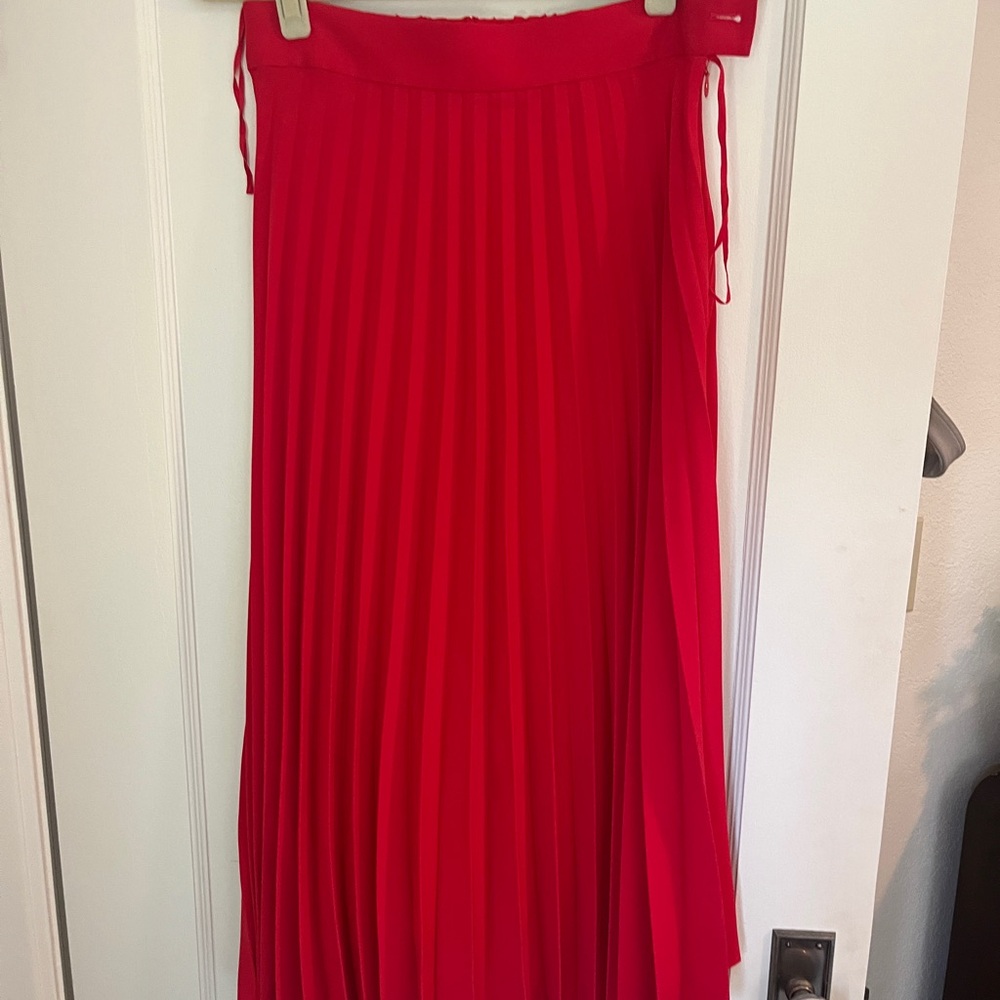 COS Red Pleated Skirt
